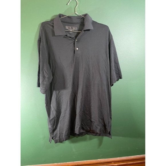 Peeble Beach -Men's Black Performance Short Sleeve Polo Shirt - Size L - Picture 1 of 4